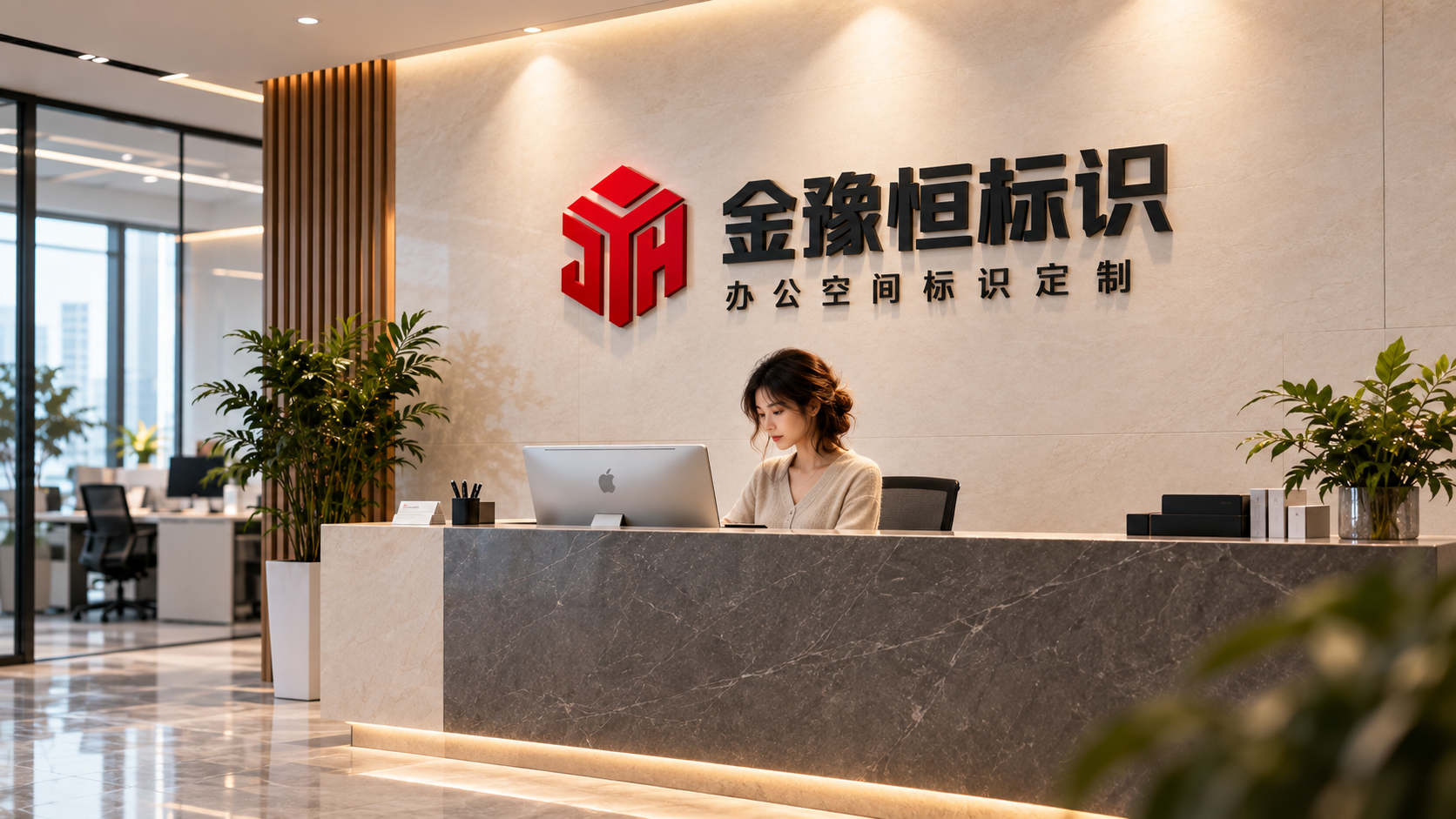 金豫恒标识办公空间前台形象展示
