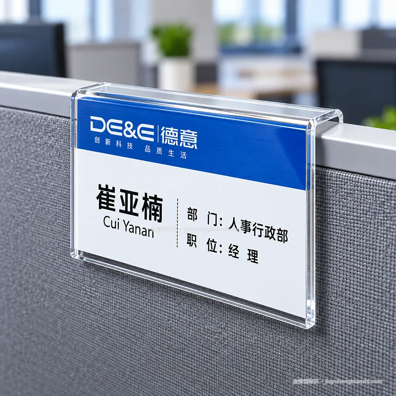 亚克力座位牌,可更换内页相纸,展示员工岗位信息